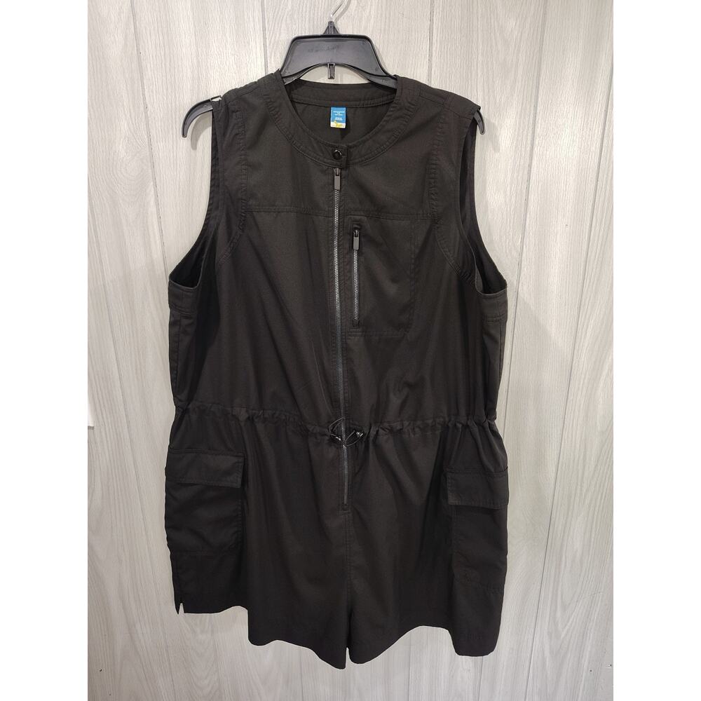 Women Stretch Tech Dry Quick Romper Black 2X Gothic Alternative Festival Plus